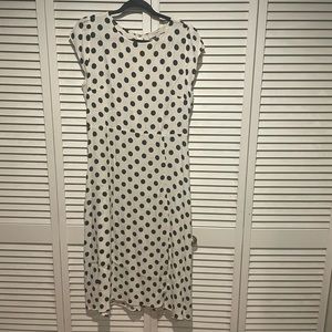 LOFT polka dot cap sleeve midi dress
